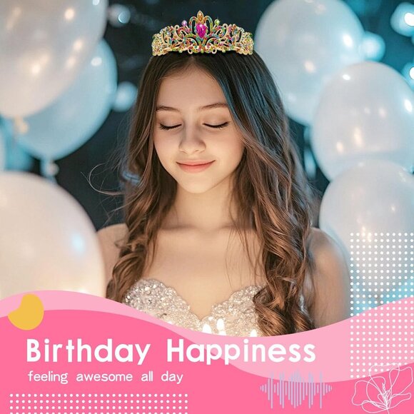 Crystal Tiara Crown Headband Princess Elegant Crown with combs for Women Girls B - Picture 2 of 7